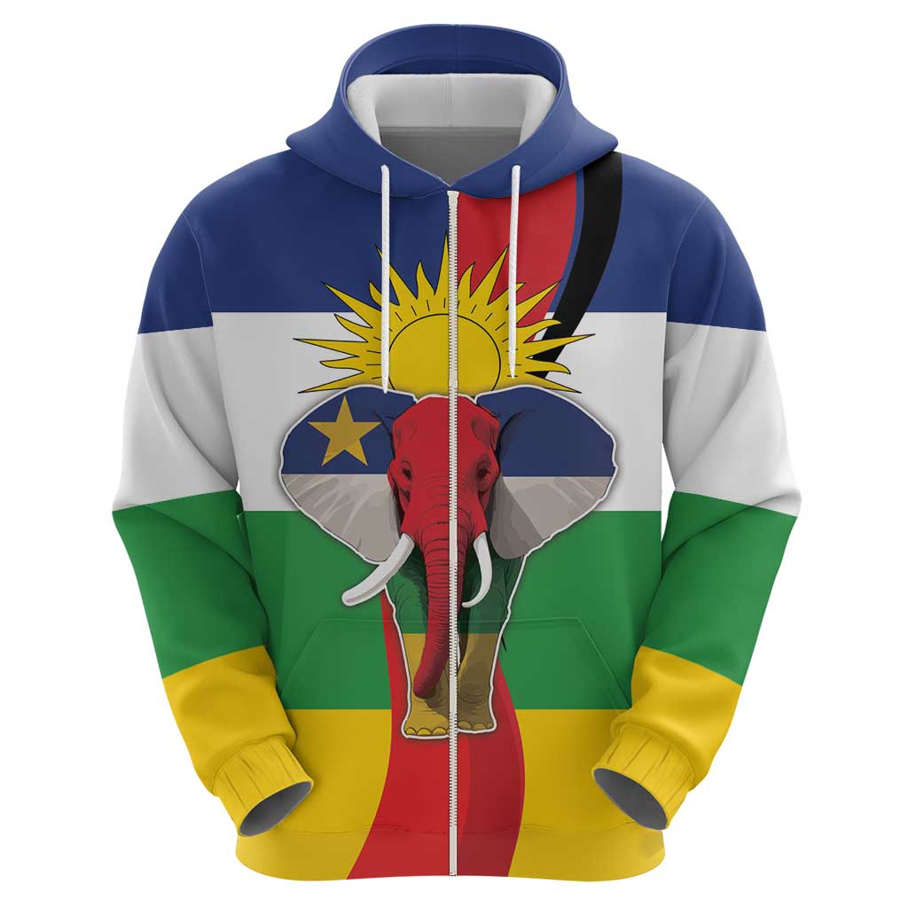 Central African Republic Republic Day 1958 Zip Hoodie Unite, Dignite, Travail - Flag Style - Wonder Print Shop