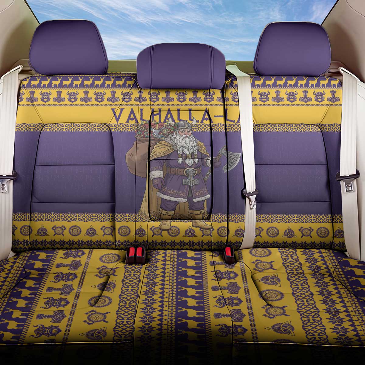 Merry Christmas from Vikingnations Back Car Seat Cover Valhalla-La Santa - Wonder Print Shop