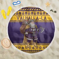 Merry Christmas from Vikingnations Beach Blanket Valhalla-La Santa - Wonder Print Shop