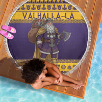 Merry Christmas from Vikingnations Beach Blanket Valhalla-La Santa - Wonder Print Shop