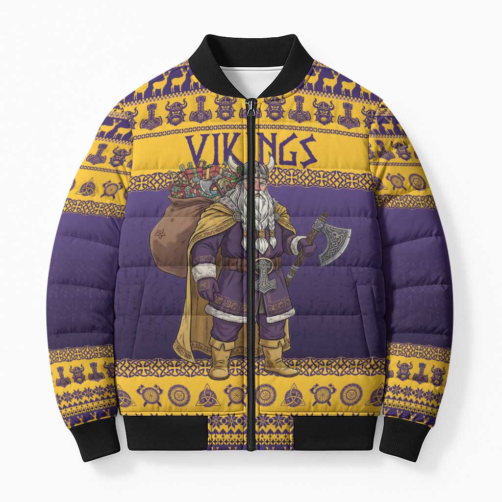 Merry Christmas from Vikingnations Bomber Puffer Jacket Valhalla-La Santa - Wonder Print Shop