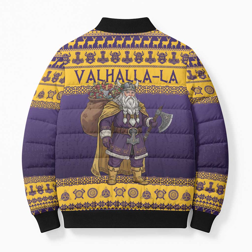 Merry Christmas from Vikingnations Bomber Puffer Jacket Valhalla-La Santa - Wonder Print Shop