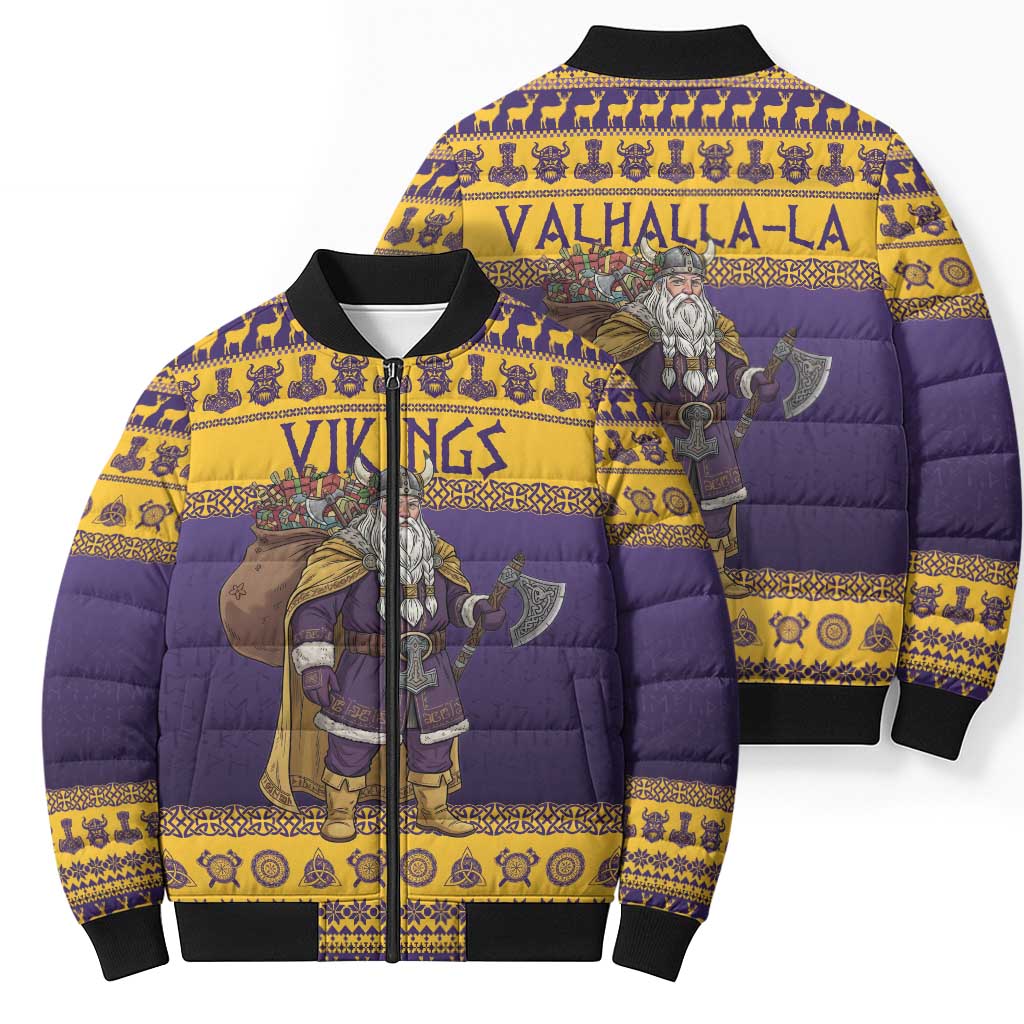 Merry Christmas from Vikingnations Bomber Puffer Jacket Valhalla-La Santa - Wonder Print Shop