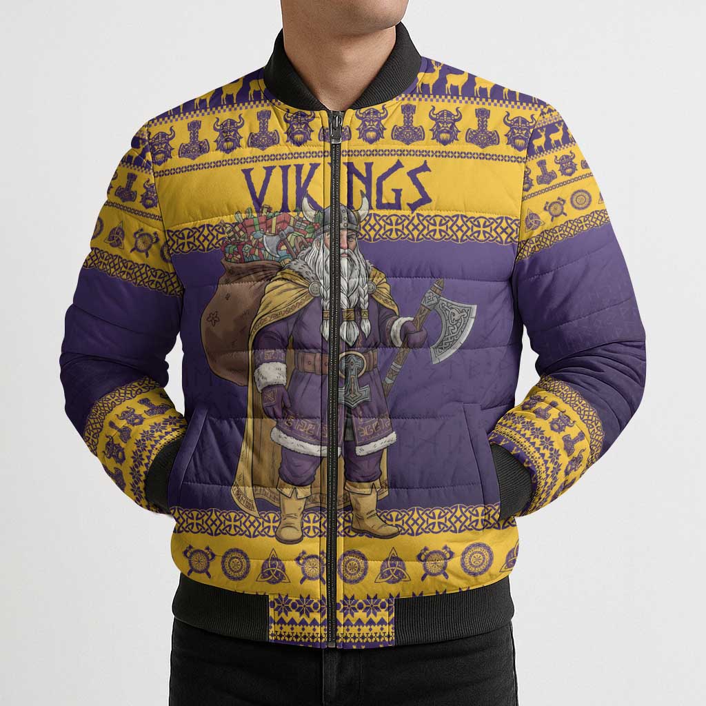 Merry Christmas from Vikingnations Bomber Puffer Jacket Valhalla-La Santa - Wonder Print Shop