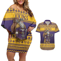 Merry Christmas from Vikingnations Couples Matching Off Shoulder Short Dress and Hawaiian Shirt Valhalla-La Santa - Wonder Print Shop