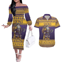 Merry Christmas from Vikingnations Couples Matching Off The Shoulder Long Sleeve Dress and Hawaiian Shirt Valhalla-La Santa - Wonder Print Shop