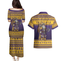 Merry Christmas from Vikingnations Couples Matching Puletasi and Hawaiian Shirt Valhalla-La Santa - Wonder Print Shop