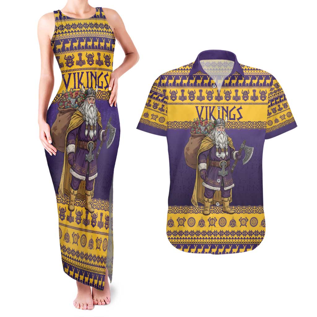 Merry Christmas from Vikingnations Couples Matching Tank Maxi Dress and Hawaiian Shirt Valhalla-La Santa - Wonder Print Shop