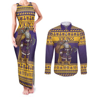 Merry Christmas from Vikingnations Couples Matching Tank Maxi Dress and Long Sleeve Button Shirt Valhalla-La Santa - Wonder Print Shop
