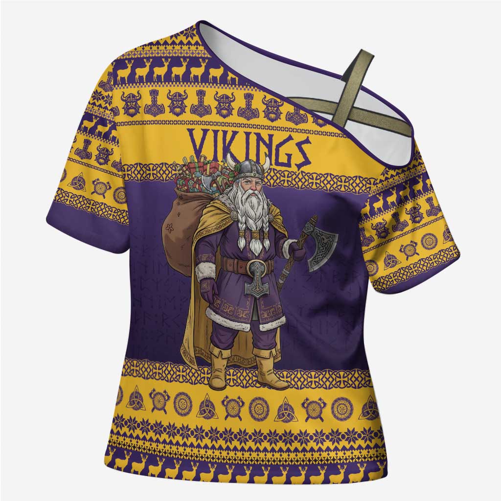 Merry Christmas from Vikingnations Cross Shoulder Shirt Valhalla-La Santa - Wonder Print Shop