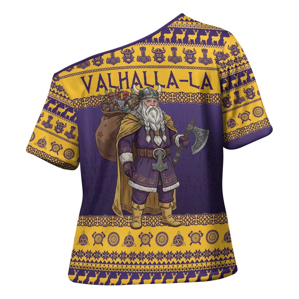 Merry Christmas from Vikingnations Cross Shoulder Shirt Valhalla-La Santa - Wonder Print Shop