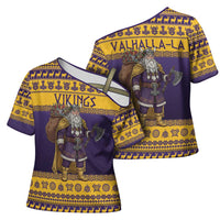 Merry Christmas from Vikingnations Cross Shoulder Shirt Valhalla-La Santa - Wonder Print Shop