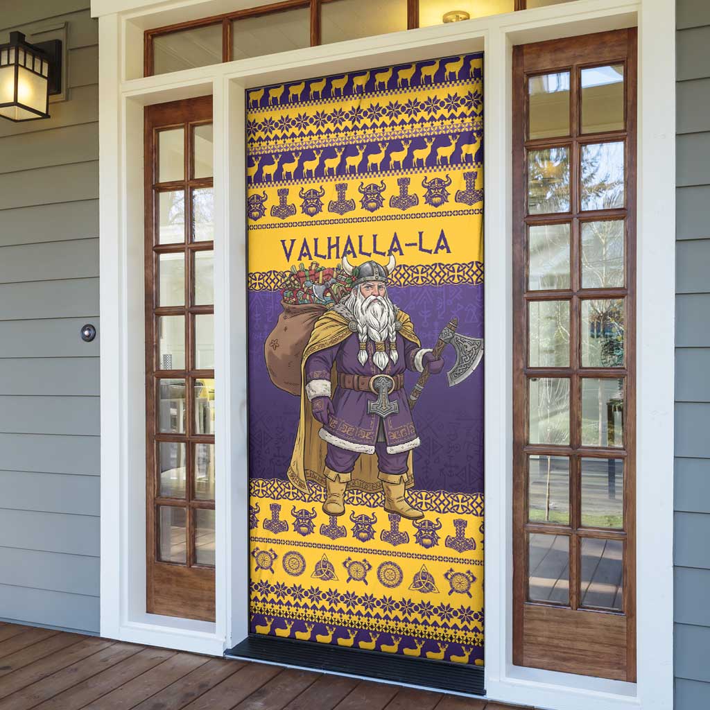 Merry Christmas from Vikingnations Door Cover Valhalla-La Santa - Wonder Print Shop