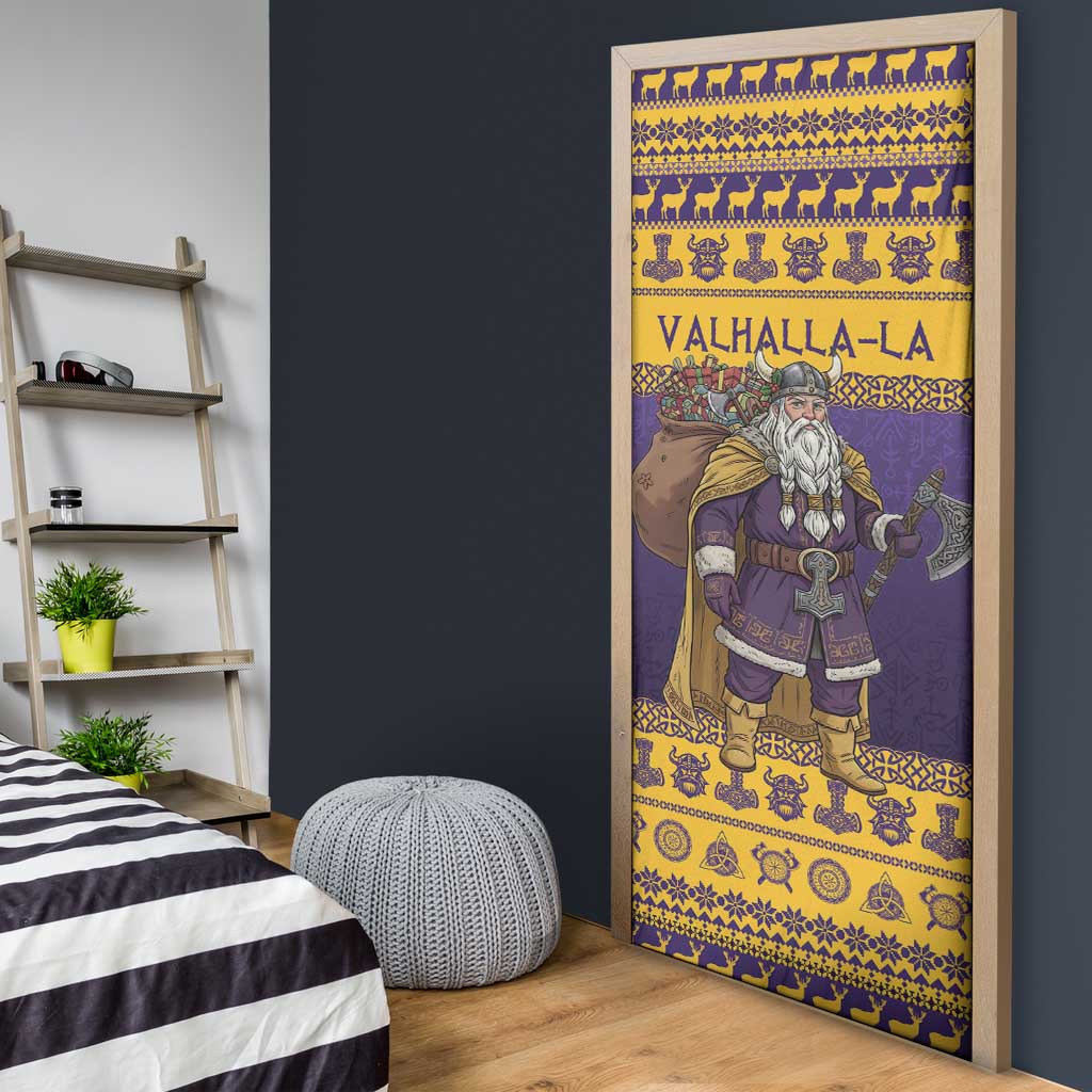 Merry Christmas from Vikingnations Door Cover Valhalla-La Santa - Wonder Print Shop