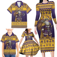 Merry Christmas from Vikingnations Family Matching Long Sleeve Bodycon Dress and Hawaiian Shirt Valhalla-La Santa - Wonder Print Shop