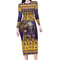 Merry Christmas from Vikingnations Family Matching Long Sleeve Bodycon Dress and Hawaiian Shirt Valhalla-La Santa - Wonder Print Shop