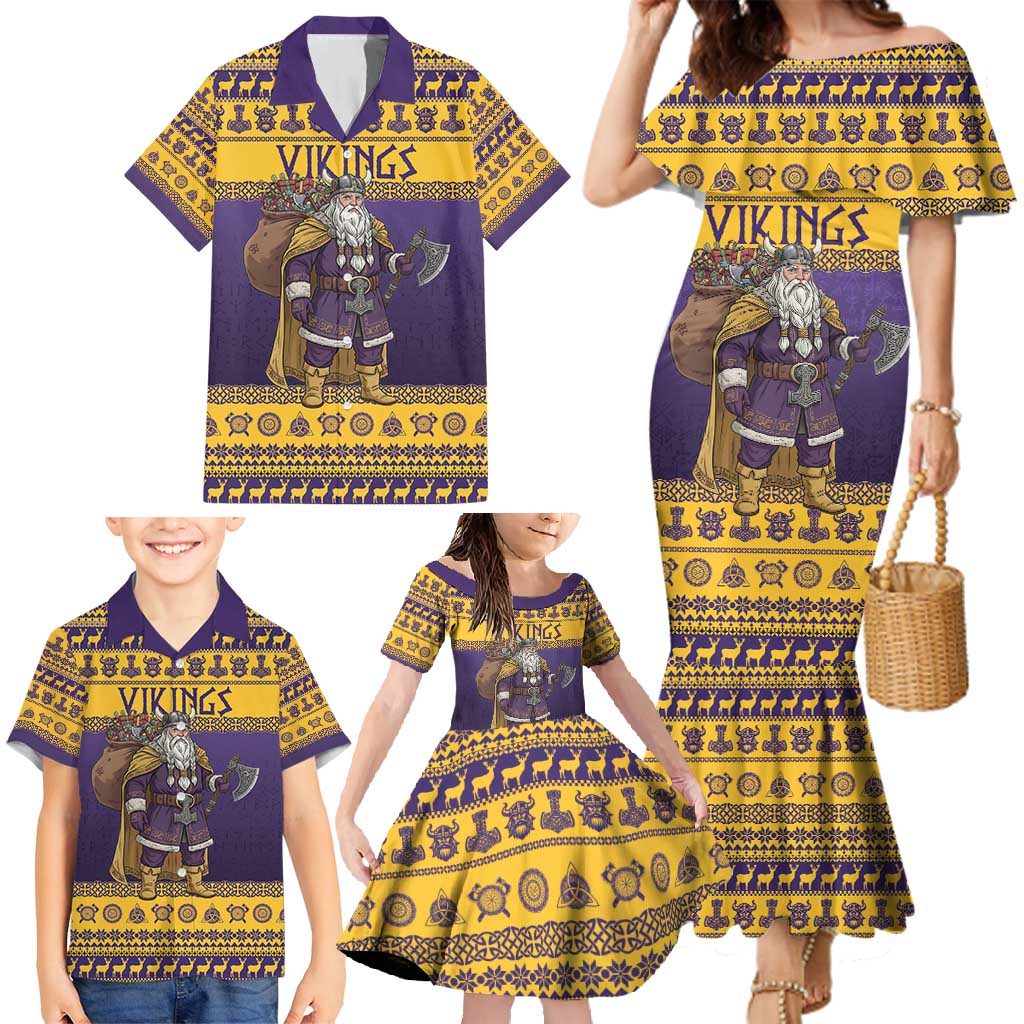 Merry Christmas from Vikingnations Family Matching Mermaid Dress and Hawaiian Shirt Valhalla-La Santa - Wonder Print Shop