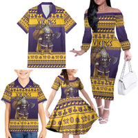 Merry Christmas from Vikingnations Family Matching Off The Shoulder Long Sleeve Dress and Hawaiian Shirt Valhalla-La Santa - Wonder Print Shop