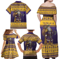 Merry Christmas from Vikingnations Family Matching Off Shoulder Maxi Dress and Hawaiian Shirt Valhalla-La Santa - Wonder Print Shop
