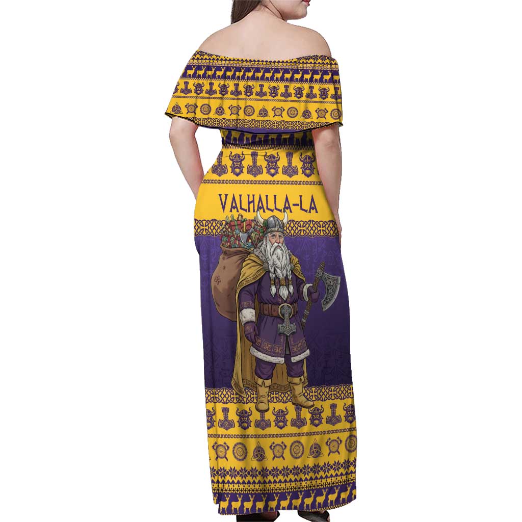 Merry Christmas from Vikingnations Family Matching Off Shoulder Maxi Dress and Hawaiian Shirt Valhalla-La Santa - Wonder Print Shop
