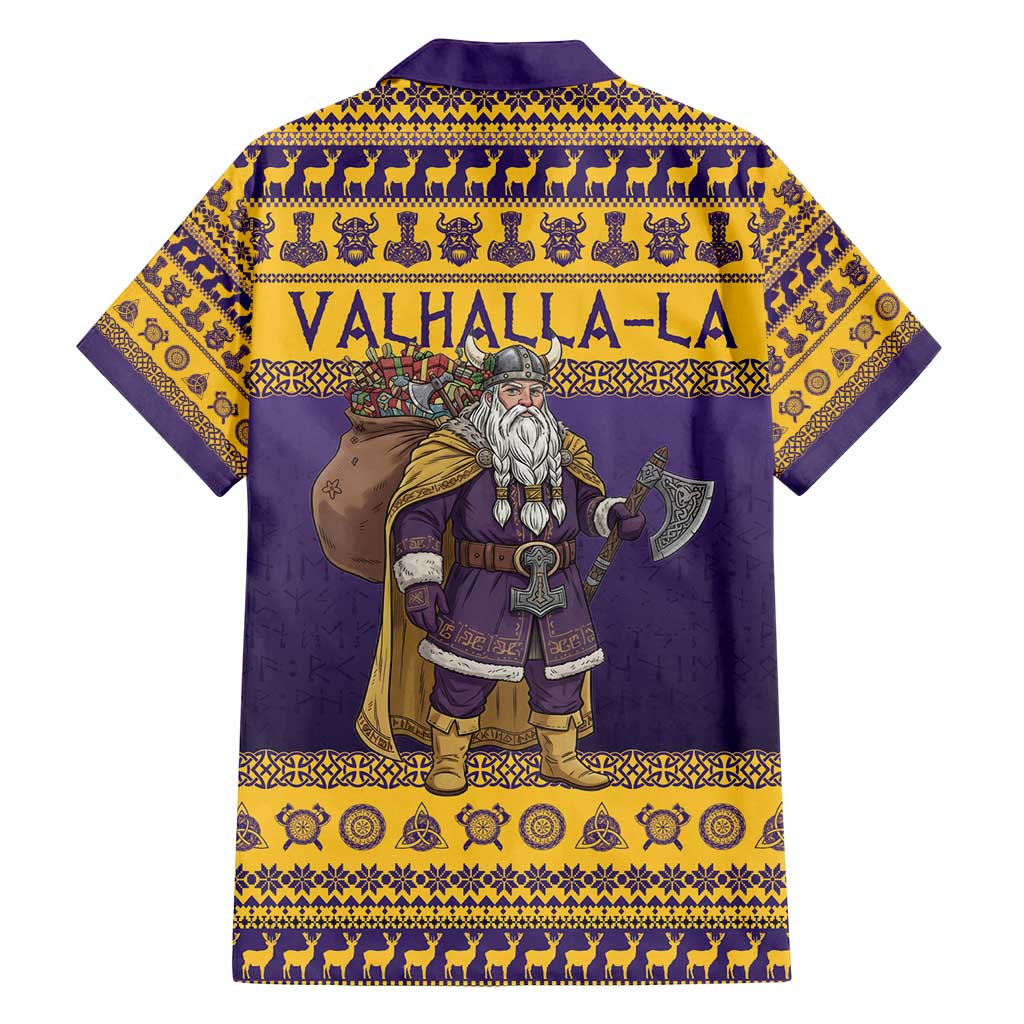 Merry Christmas from Vikingnations Family Matching Off Shoulder Short Dress and Hawaiian Shirt Valhalla-La Santa - Wonder Print Shop