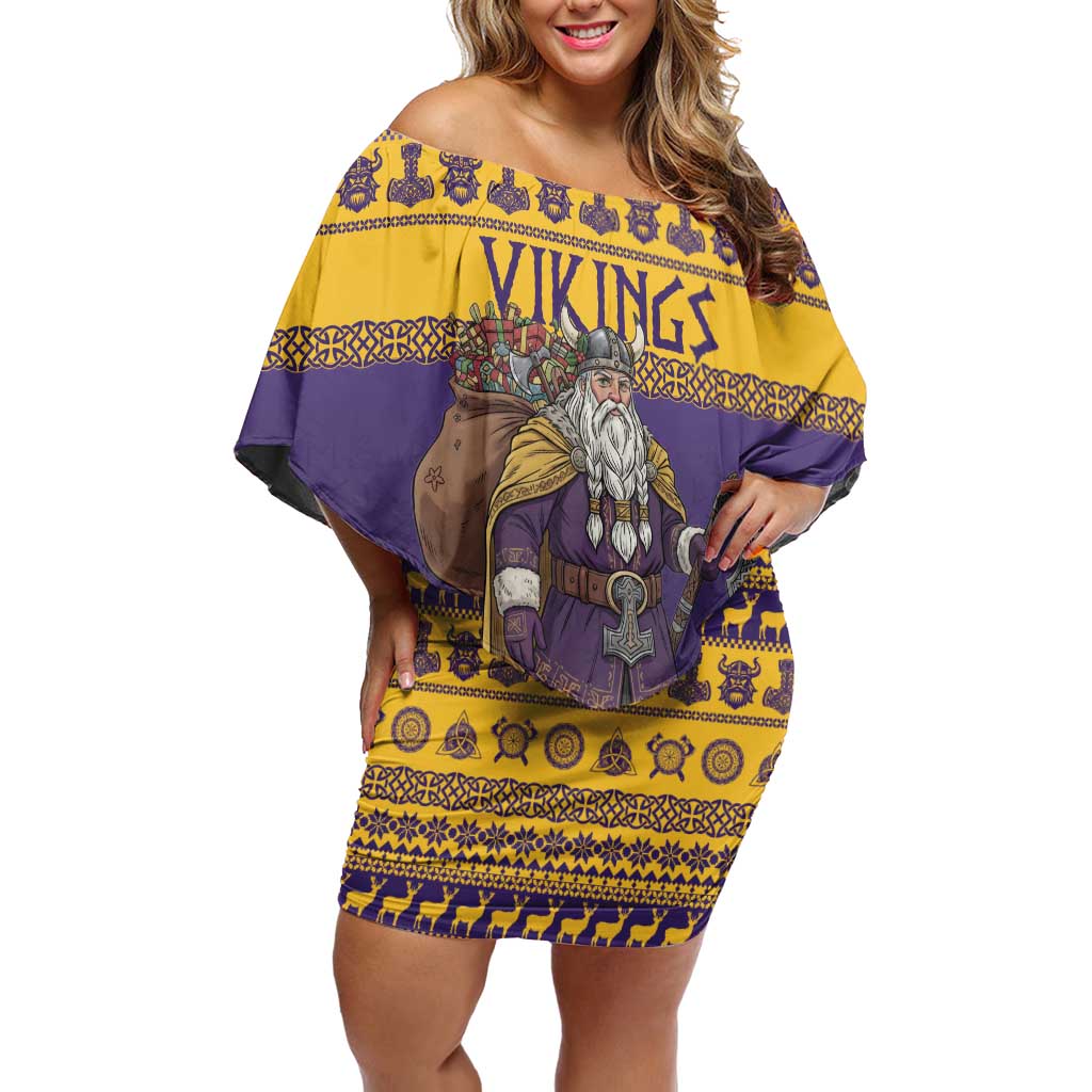 Merry Christmas from Vikingnations Family Matching Off Shoulder Short Dress and Hawaiian Shirt Valhalla-La Santa - Wonder Print Shop