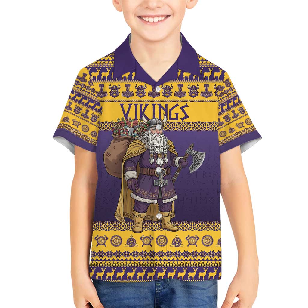 Merry Christmas from Vikingnations Family Matching Off Shoulder Short Dress and Hawaiian Shirt Valhalla-La Santa - Wonder Print Shop