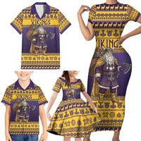Merry Christmas from Vikingnations Family Matching Short Sleeve Bodycon Dress and Hawaiian Shirt Valhalla-La Santa - Wonder Print Shop