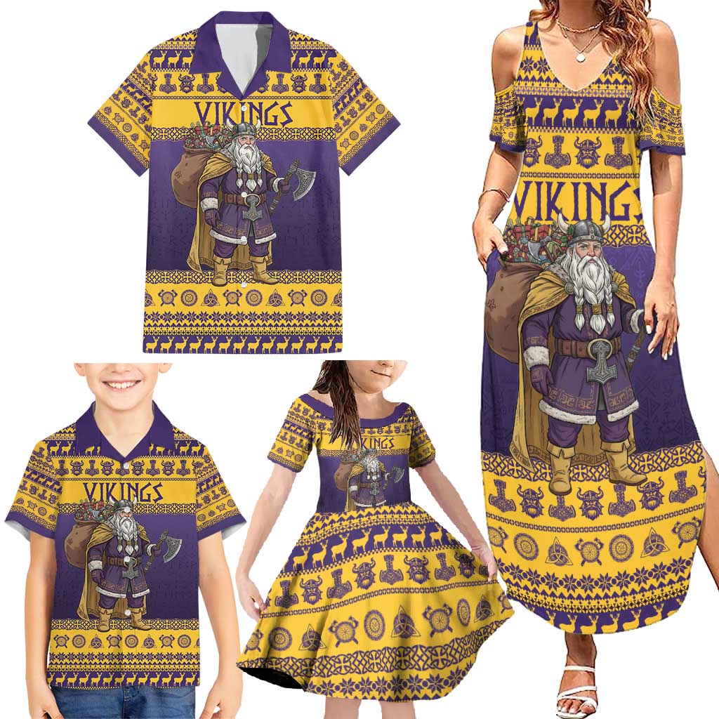 Merry Christmas from Vikingnations Family Matching Summer Maxi Dress and Hawaiian Shirt Valhalla-La Santa - Wonder Print Shop