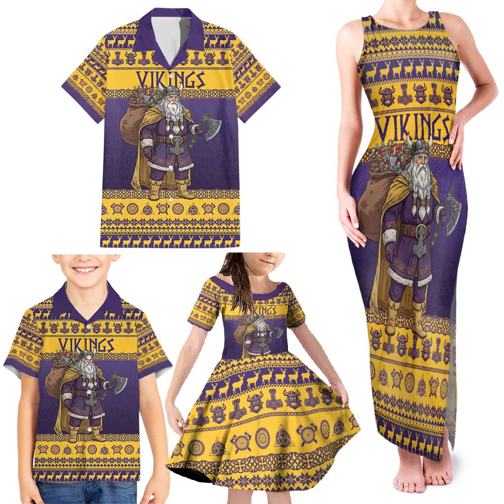 Merry Christmas from Vikingnations Family Matching Tank Maxi Dress and Hawaiian Shirt Valhalla-La Santa - Wonder Print Shop