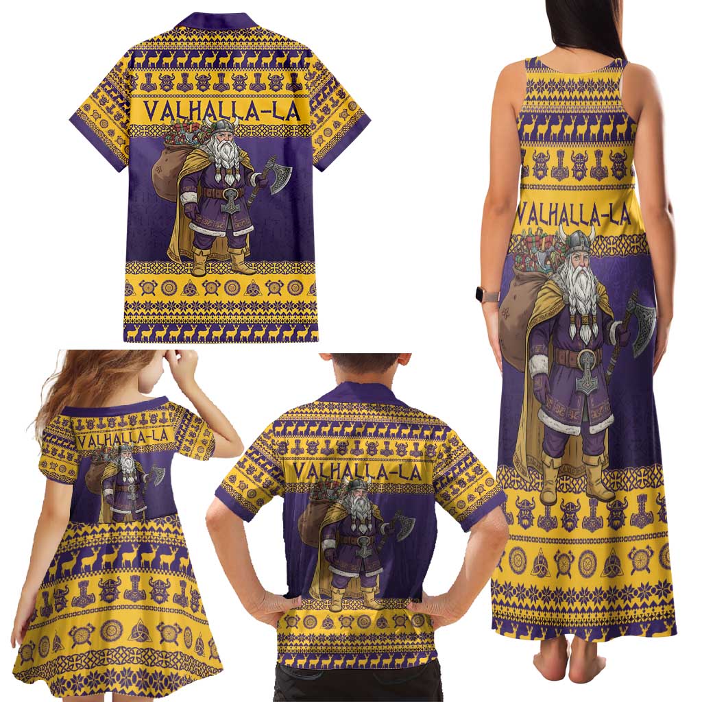 Merry Christmas from Vikingnations Family Matching Tank Maxi Dress and Hawaiian Shirt Valhalla-La Santa - Wonder Print Shop