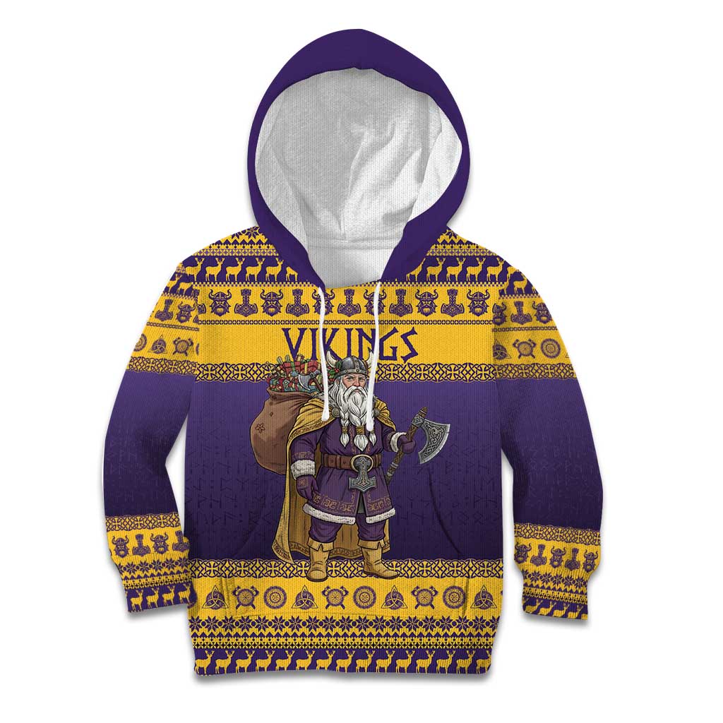Merry Christmas from Vikingnations Kid Hoodie Valhalla-La Santa - Wonder Print Shop