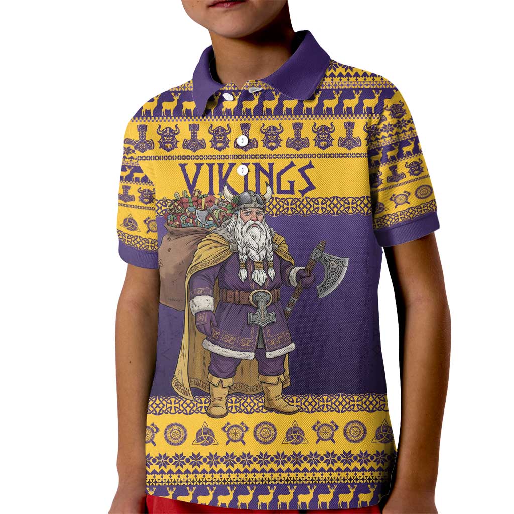 Merry Christmas from Vikingnations Kid Polo Shirt Valhalla-La Santa - Wonder Print Shop
