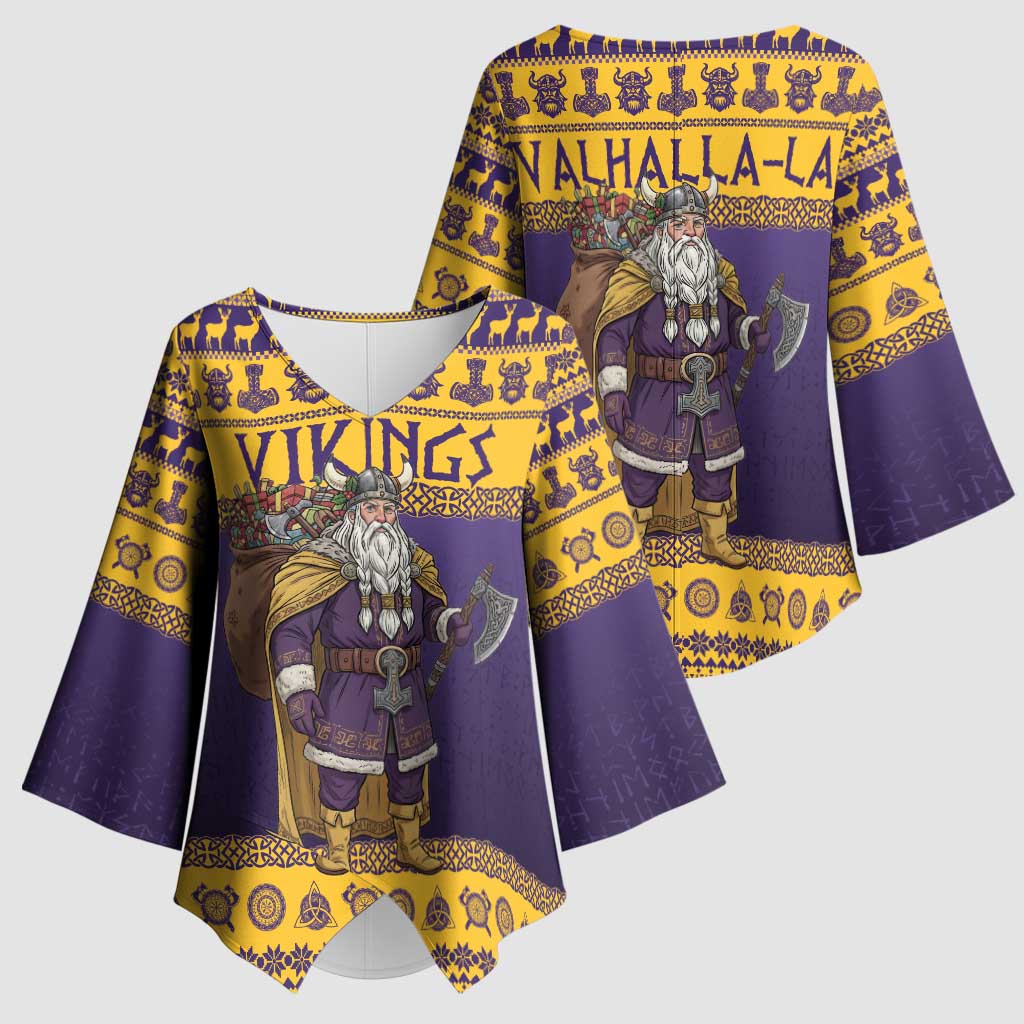 Merry Christmas from Vikingnations Kimono Sleeve Blouse Valhalla-La Santa - Wonder Print Shop