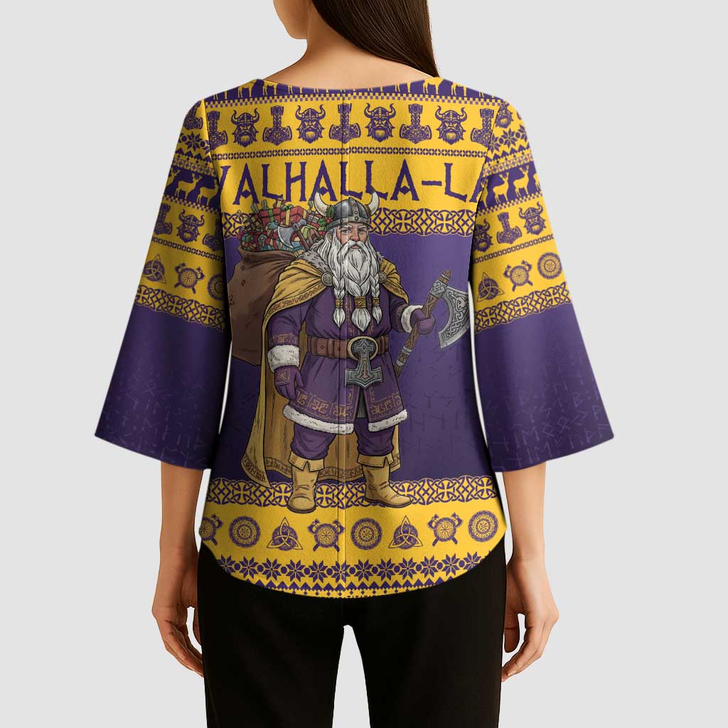 Merry Christmas from Vikingnations Kimono Sleeve Blouse Valhalla-La Santa - Wonder Print Shop
