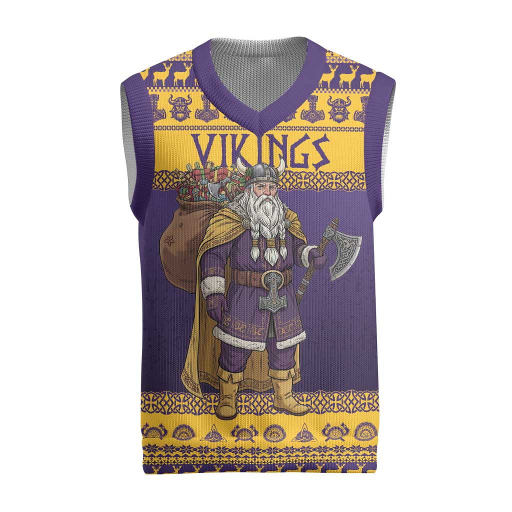 Merry Christmas from Vikingnations Christmas Knitted V-Neck Vest Valhalla-La Santa - Wonder Print Shop