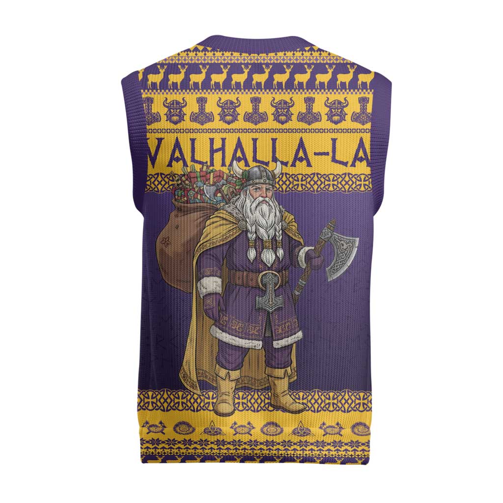 Merry Christmas from Vikingnations Christmas Knitted V-Neck Vest Valhalla-La Santa - Wonder Print Shop