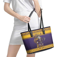 Merry Christmas from Vikingnations Leather Tote Bag Valhalla-La Santa - Wonder Print Shop