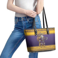 Merry Christmas from Vikingnations Leather Tote Bag Valhalla-La Santa - Wonder Print Shop