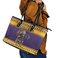 Merry Christmas from Vikingnations Leather Tote Bag Valhalla-La Santa - Wonder Print Shop