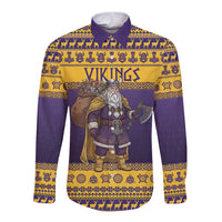 Merry Christmas from Vikingnations Long Sleeve Button Shirt Valhalla-La Santa - Wonder Print Shop