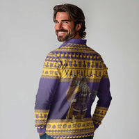 Merry Christmas from Vikingnations Long Sleeve Polo Shirt Valhalla-La Santa - Wonder Print Shop