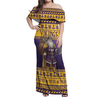 Merry Christmas from Vikingnations Off Shoulder Maxi Dress Valhalla-La Santa - Wonder Print Shop