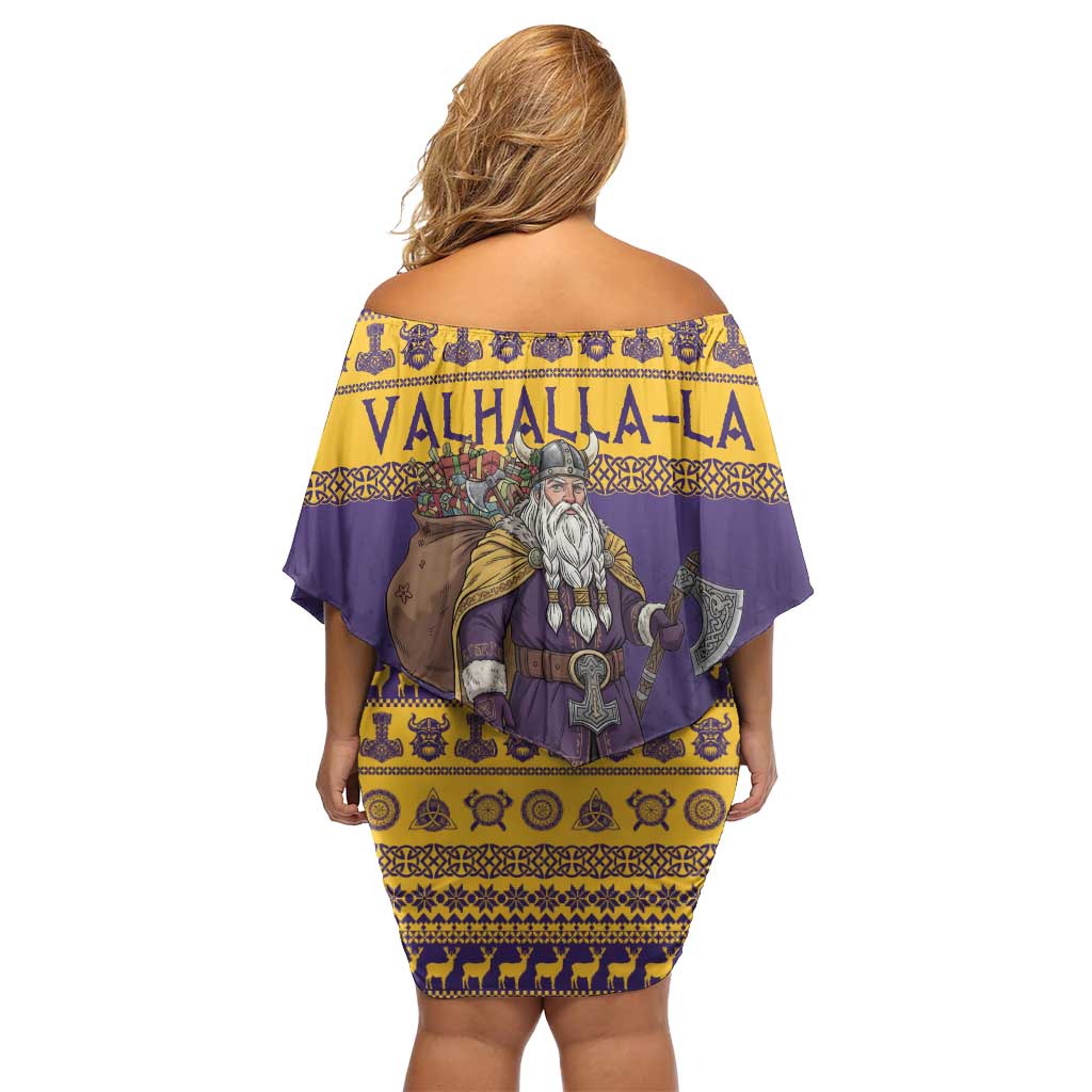 Merry Christmas from Vikingnations Off Shoulder Short Dress Valhalla-La Santa - Wonder Print Shop