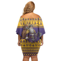 Merry Christmas from Vikingnations Off Shoulder Short Dress Valhalla-La Santa - Wonder Print Shop