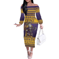 Merry Christmas from Vikingnations Off The Shoulder Long Sleeve Dress Valhalla-La Santa - Wonder Print Shop