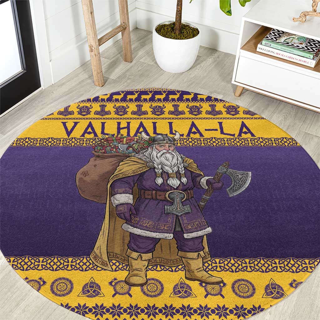 Merry Christmas from Vikingnations Round Carpet Valhalla-La Santa - Wonder Print Shop