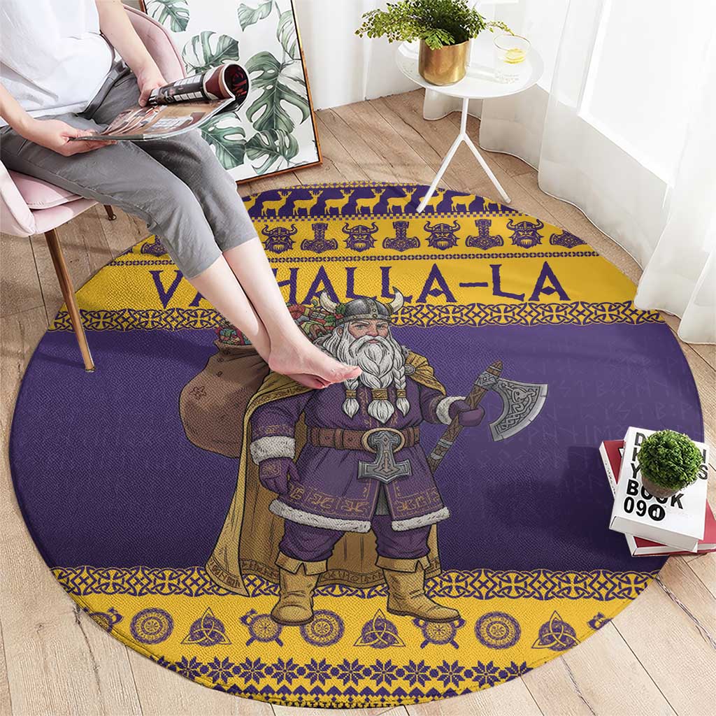 Merry Christmas from Vikingnations Round Carpet Valhalla-La Santa - Wonder Print Shop