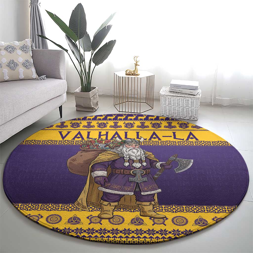 Merry Christmas from Vikingnations Round Carpet Valhalla-La Santa - Wonder Print Shop