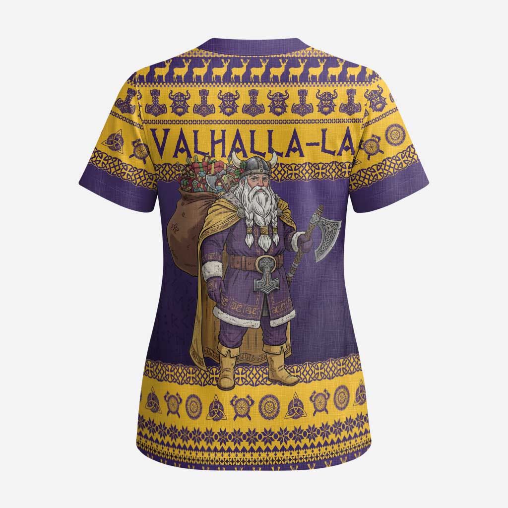 Merry Christmas from Vikingnations Scrub Top Valhalla-La Santa - Wonder Print Shop